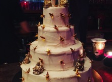 Buddha's & Cranes Wedding Cake with Gold Bling